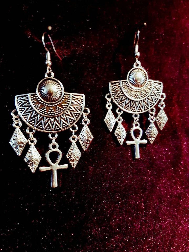 Ankh-Ohrringe | Auch Mit Luzifer-Siegeln Erhältlich Ägyptisch, Kleopatra, Luziferianisch, Morgenstern, Venus Crux Ansata, Okkult, Gotisch, Geschenk von LuciferothicaCrafts