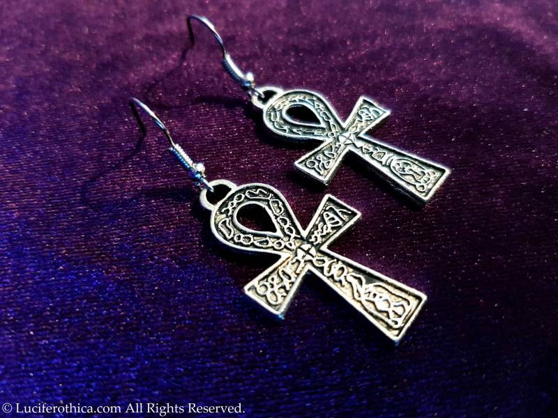 Doppelseitige Ankh Ohrringe - Okkulte Ordnung Goth Gothic Dracula Vampir von LuciferothicaCrafts