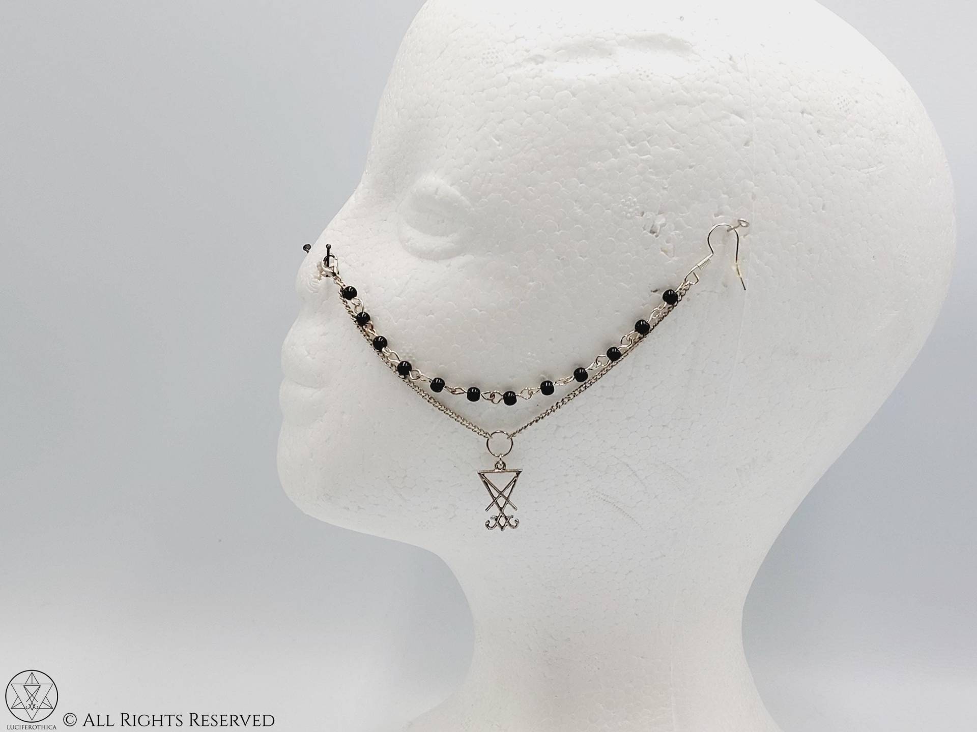 Doppelte Nasenkette Mit Dem Siegel Luzifers - Gothic-Nasenschmuck, Okkulter Nasenschmuck, Nasenpiercing, Ägyptisch, Kleopatra, Tradgoth von LuciferothicaCrafts