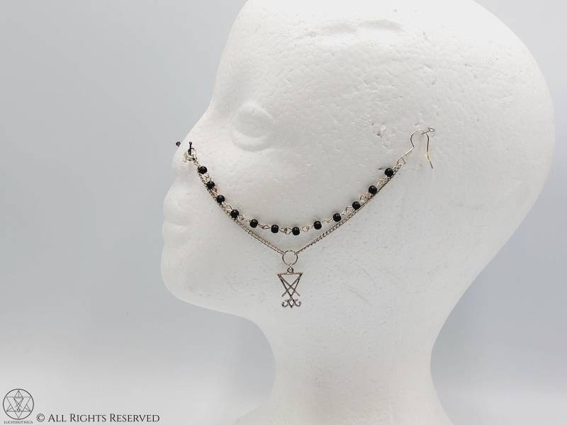 Doppelte Nasenkette Mit Dem Siegel Luzifers - Gothic-Nasenschmuck, Okkulter Nasenschmuck, Nasenpiercing, Ägyptisch, Kleopatra, Tradgoth von LuciferothicaCrafts