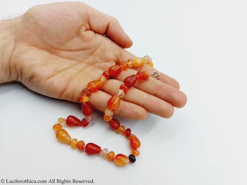 Karneol Kristall Halskette - Vitalität Motivation Schöpfung Energie Schwingung Heilung Feuer Rot Orange Perlen Gothic Edelstein Anhänger Geschenk von LuciferothicaCrafts