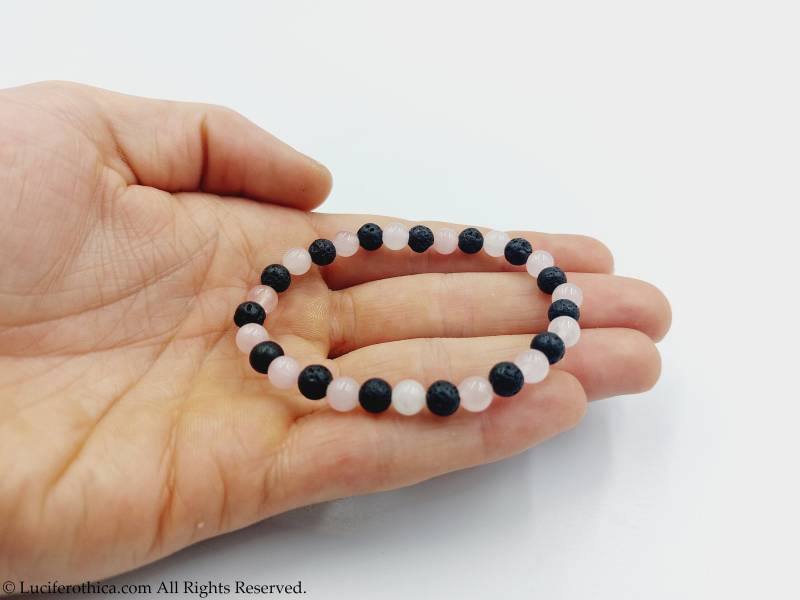 Rosenquarz & Lavastein Armband - Spirituelle Unterstützung Vergebung Freundlichkeit Mitgefühl Liebevolles Geschenk Heilung Erden Unterstützend von LuciferothicaCrafts