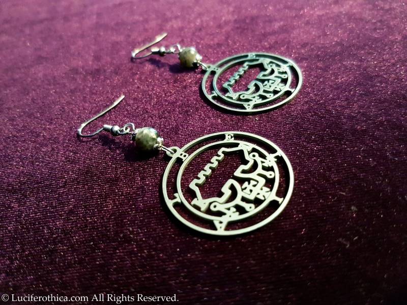 Sigil Of Belial Labradorit Ohrringe | Edelstahl - Okkult Linker Hand Pfad Dämonisch Goeti Goth Gothic Dämonen Ritual von LuciferothicaCrafts