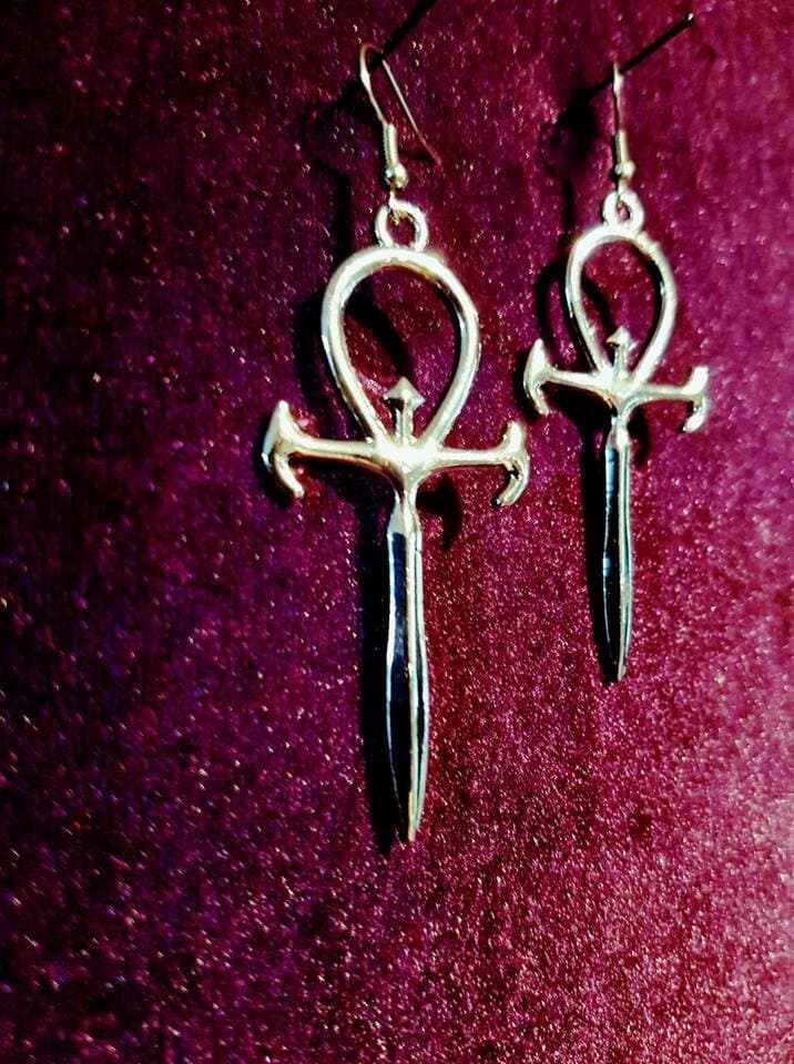 Vampir-Ankh-Ohrringe - Okkulter Orden, Gothic, Dracula, Vampir, Ägyptisch, Tradgoth, Queen Crux, Ansata, Nosferatu, Schmuck, Wgt, Vampir-Geschenk von LuciferothicaCrafts
