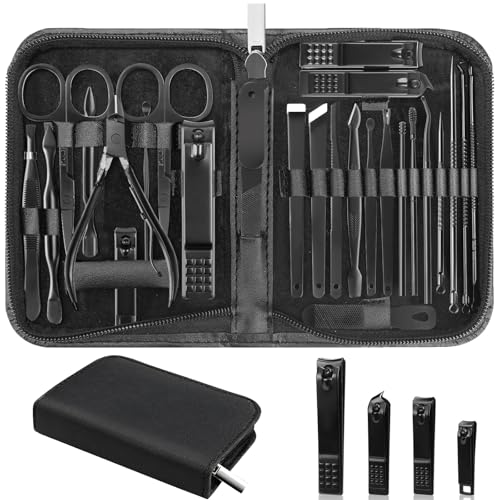 Nagelknipser Set, 26 Stück Maniküre Set & Pediküre Kit, Edelstahl Fingernagel & Zehennagel Clipper Cutters, Professionelle Nagelpflege Werkzeuge mit Luxuriöser Reiseetui für Männer und Frauen, Schwarz Nagelknipser Set, 26 Stück Maniküre Set & Pediküre Kit, Edelstahl Fingernagel & Zehennagel Clipper Cutters, Professionelle Nagelpflege Werkzeuge mit Luxuriöser Reiseetui für Männer und Frauen, Schwarz von LUCK AROUND