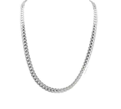 Luck Trader Kubanische Halskette aus 925er-Sterlingsilber, 6,5 mm dick, 50 cm lang, geometrische Glieder von Luck Trader