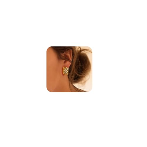 Goldohrringe für Damen, trendige, klobige Statement-Ohrringe, 14 K/18 Karat vergoldet, Schleifen-Ohrringe für Frauen, dicke Gold-Herz-Ohrstecker, quadratisch, goldfarben, baumelnde Ohrringe von LuckFairy