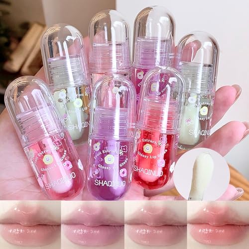 3 Pcs Hydrating Lip Oil Set, Cute Fruit-Flavored Plumping Lip Oil, Long Lasting Lip Glow Balm Lip Care, Transparent Moisturizing Lip Gloss for Kids and Teens, Kid Friendly, Party Gift von LuckNest