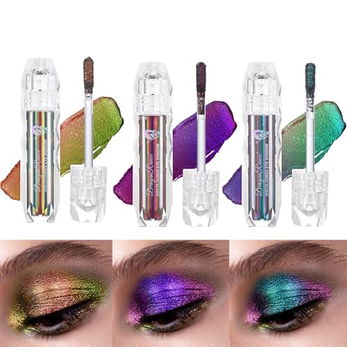 3Pcs Chameleon Liquid Eyeshadow, Intense Color Shifting, Highly Pigment Multichrome Eyeshadow Liquid Makeup, Long Lasting, Shimmer, Easy To Wear Metallic Eyeshadow von LuckNest