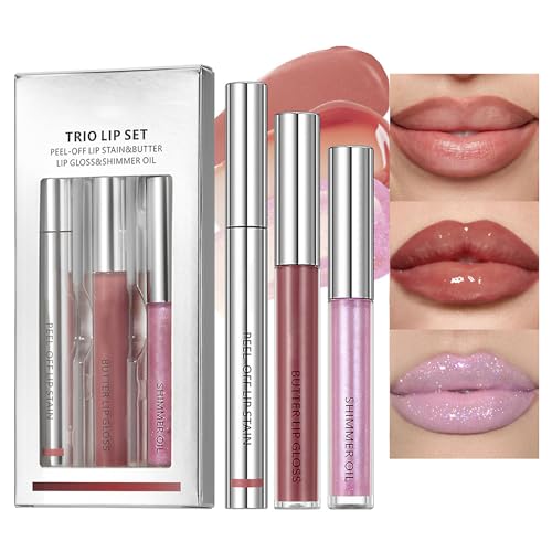 Peel Off Lip Liner Stain Tattoo, Tattoo Nude Lip Liner + Lip Gloss + Pearlescent Lip Oil Combo, Long Lasting Waterproof Lip Stain Peel off, Non-Stick Cup Nourishing Lip Gloss Set Lipstick Makeup (#02) von LuckNest