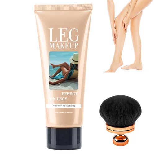 Wasserfest Bein-Make-up ohne Übertragung mit Extra großer Körper Make-up-Pinsel, Tattoo Abdecken für Krampfadern/Narben, Skin Perfecting Body Foundation, Gleicht den Haut aus (#01) von LuckNest