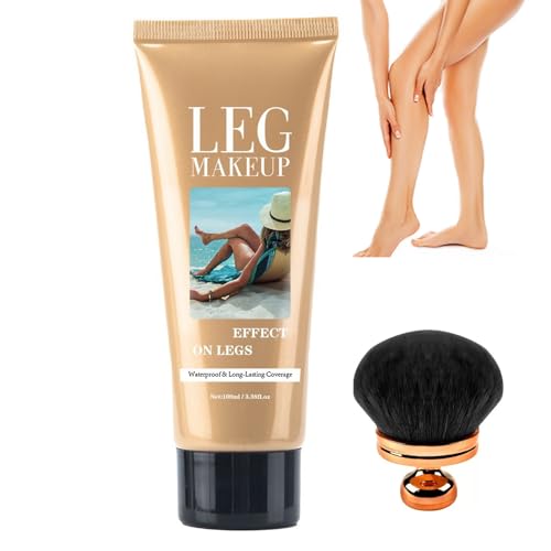 Wasserfest Bein-Make-up ohne Übertragung mit Extra großer Körper Make-up-Pinsel, Tattoo Abdecken für Krampfadern/Narben, Skin Perfecting Body Foundation, Gleicht den Haut aus (#02) von LuckNest