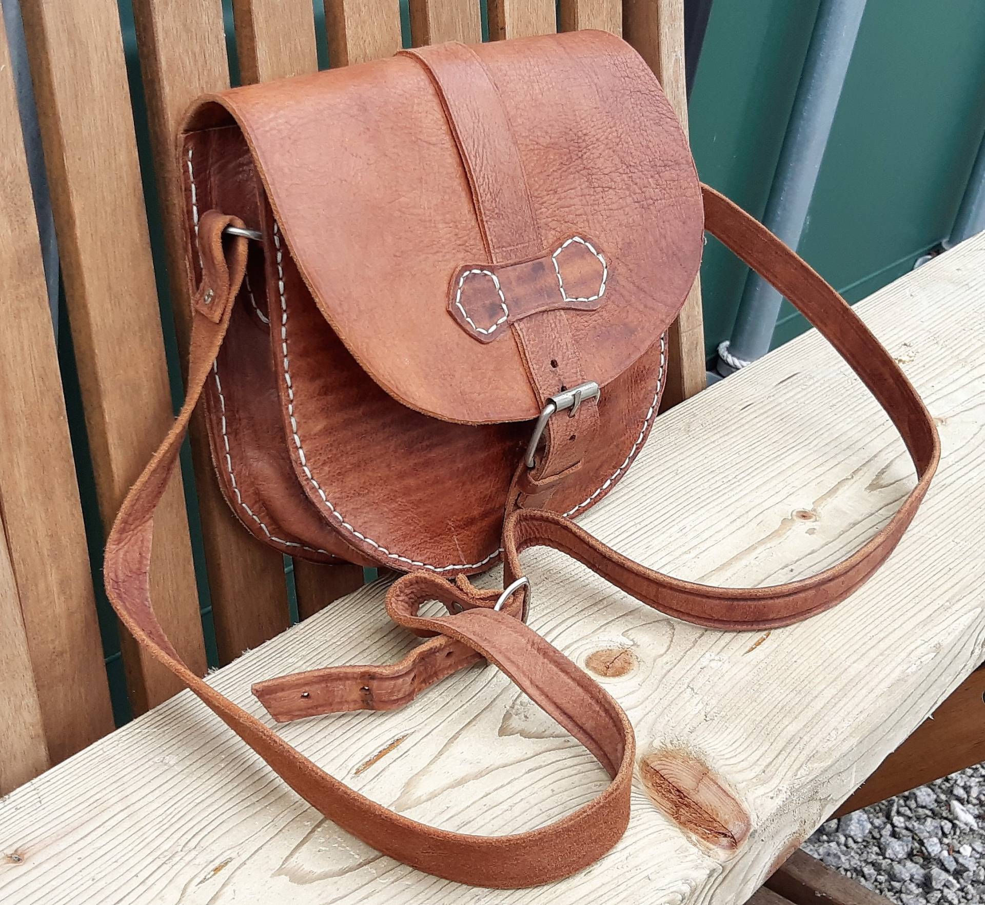 Cross Body Satchel Messenger Geldbörse, Braune Leder Satteltasche von LuckSy
