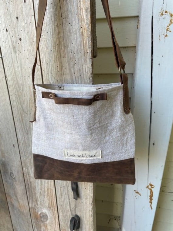 Leinen Und Leder Verstellbare Crossbody Geldbörse von LuckandLouie