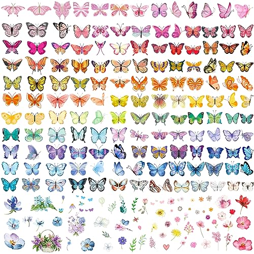 200+ Stück Schmetterling Tattoo Kinder, Tattoos mädchen Schmetterlinge Temporäre Tattoos Erwachsene, Kindertattoos Mädchen Hautfreundlich, für Kinder Tattoo Geschenke Aufkleber Spielzeug von Luckeey