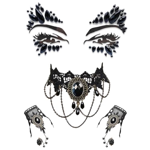 4 PCS Halloween Gotisch Choker Halskette Armbänder Schmuck, Vampir Kostüm Damen Zubehör, Gothic Schmuck Steampunk Retro Spitze Vampir Accessoires, für Halloween Kostüm Damen Gothic Kostüm Damen von Luckeey
