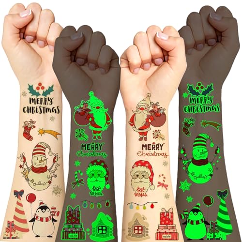 Weihnachtstattos Kinder, 110 Stile Glitzertattoos Kinder Set Tattoo Adventskalender Weihnachtsstrumpffüller, Kinder Weihnachtsgeschenke Mitgebsel Weihnachten Kinder Adventskalender Füllung Kinder von Luckeey