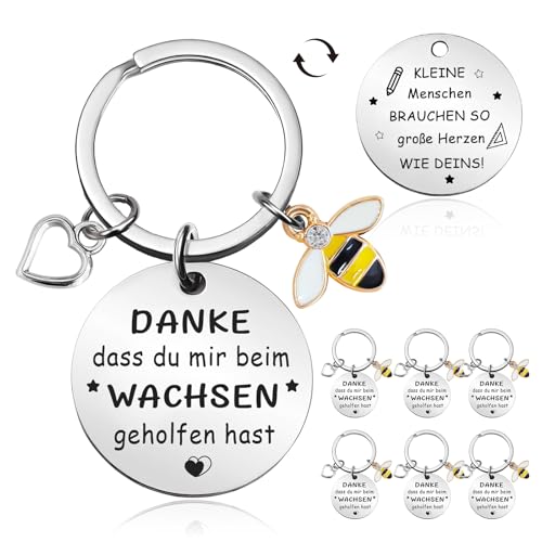 Luckeey 6 Stück Abschiedsgeschenk Erzieherin, Dankeschön Erzieherin Schlüsselanhänger, mit Danke dass du mir beim wachsen geholfen hast und KLEINE Menschen BRAUCHEN SO große Herzen WIE DEINS von Luckeey