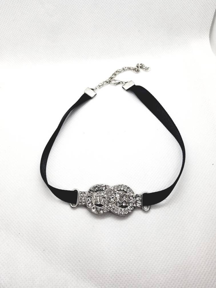 Diamant Bowtie Schwarz Band Halsband Diamant Bowtie Schwarz Band Halsband von LuckiEverything