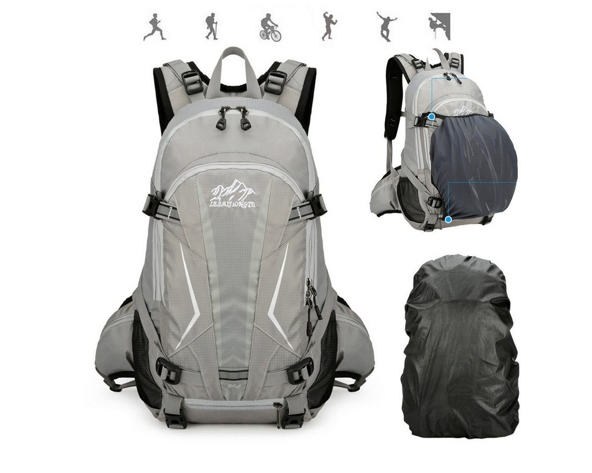 Luckice Fahrradrucksack Radrucksack Fahrradrucksäcke Sportrucksäcke Wander-Rucksack (Motorradrucksack Biker-Rucksack Wanderrucksack Trekkingrucksack Bergrucksack, wasserdichter,30L,Mit wasserdichter Regenhülle,Rucksacktaschen), Herren & Damen mit Helmnetztasche,Trinkblasen können platziert werden von Luckice