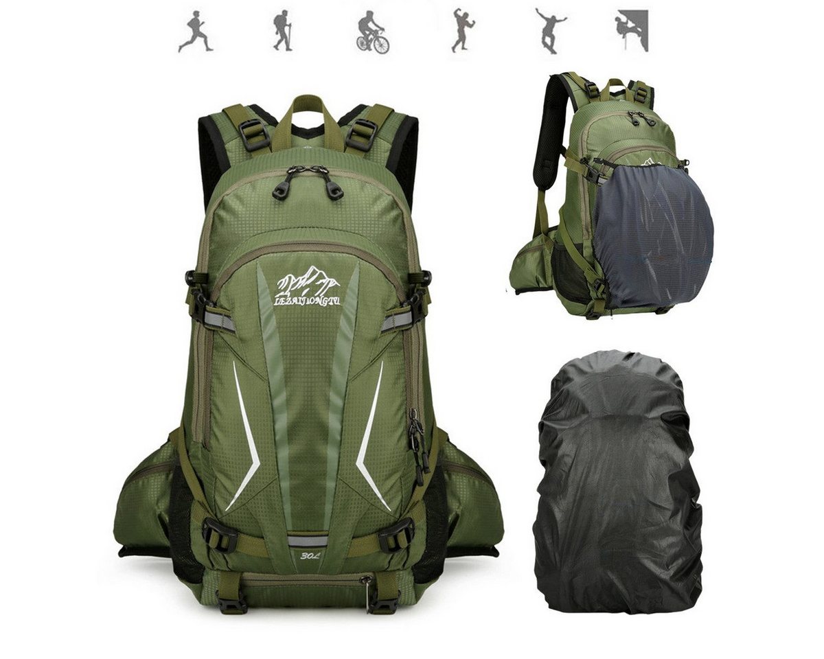 Luckice Fahrradrucksack Radrucksack Fahrradrucksäcke Sportrucksäcke Wander-Rucksack (Motorradrucksack Biker-Rucksack Wanderrucksack Trekkingrucksack Bergrucksack, wasserdichter,30L,Mit wasserdichter Regenhülle,Rucksacktaschen), Herren & Damen mit Helmnetztasche,Trinkblasen können platziert werden von Luckice