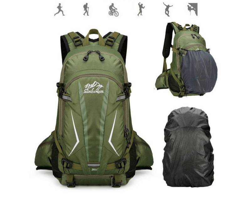 Luckice Fahrradrucksack Radrucksack Fahrradrucksäcke Sportrucksäcke Wander-Rucksack (Motorradrucksack Biker-Rucksack Wanderrucksack Trekkingrucksack Bergrucksack, wasserdichter,30L,Mit wasserdichter Regenhülle,Rucksacktaschen), Herren & Damen mit Helmnetztasche,Trinkblasen können platziert werden von Luckice