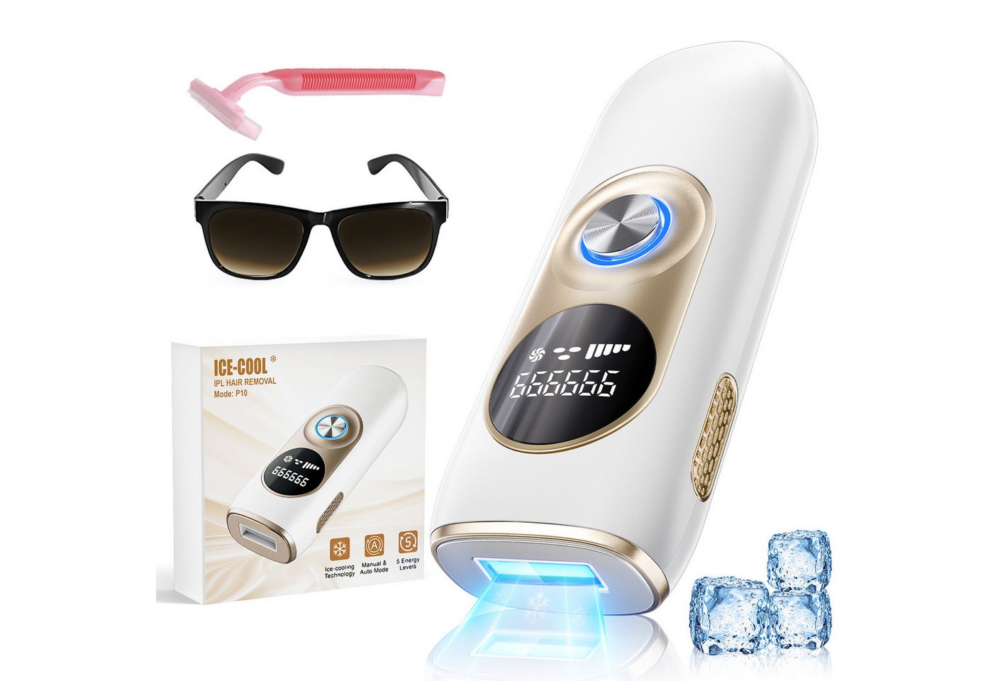 Luckice IPL-Haarentferner IPL Haarentfernungsgerät Gerät Haarentfernung mit Gefrierfunktion, 999.999 Lichtimpulse, Laser Haarentfernung mit 5 Energiestufen,Dauerhafte und, Schmerzfreie Haarentfernungsgerät für Damen/Herren/Beine/Bikini von Luckice