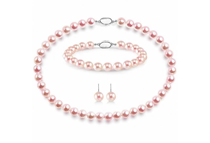 Luckice Perlenketten-Set 8-9mm Muschel Perlenkette Armband Ohrringe Set (für Frauen Männer Weiße Runde Simulierte Muschelperlen, Choker Perle Halskette Set für modische Dekorationen), für Weihnachtsgeschenke, Neujahrsgeschenke, Valentinstagsgeschenk von Luckice