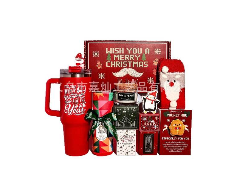 Luckice Pflege-Geschenkbox Pflege-Geschenkbox für Frauen Damen-Geschenkset Weihnachtsgeschenk luxuriöse Geschenkverpackung Weihnachtssocke Haarturban Edelstahl-Wasserbecher Badesalz Duftkerze, Geschenk von Luckice