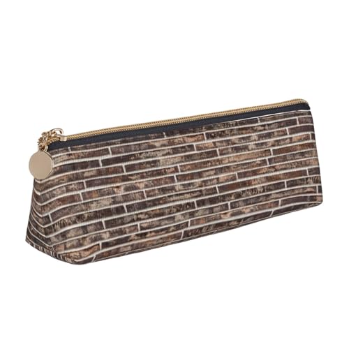 Luckily&Day Bedruckte dreieckige Tasche aus Leder mit Ziegelmauer-Motiv, kompakter Kosmetik-Organizer mit Reißverschluss, Weiß, One Size, Stilvoll von Luckily&Day