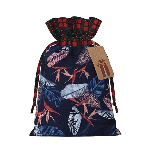 Luckily&Day Blaue und orangefarbene Weihnachts-Geschenktasche mit Kordelzug für Party, Festival, lustige, wiederverwendbare Leinentasche, 1 Stück von Luckily&Day