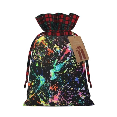 Luckily&Day Bunte Farb-Standard-Druck-Geschenktasche mit Kordelzug für Party, Festival, lustige, wiederverwendbare Leinentasche, 1 Stück, Schwarz, Small von Luckily&Day