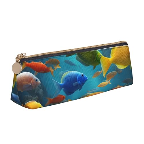 Luckily&Day Bunte Fisch-Druck, personalisierbar, dreieckig, stilvoller Leder-Kosmetik-Organizer, kompakte Reißverschlusstasche, weiß, Einheitsgröße, stilvoll, Weiß, One Size, Stilvoll Luckily&Day Bunte Fisch-Druck, personalisierbar, dreieckig, stilvoller Leder-Kosmetik-Organizer, kompakte Reißverschlusstasche, weiß, Einheitsgröße, stilvoll, Weiß, One Size, Stilvoll von Luckily&Day