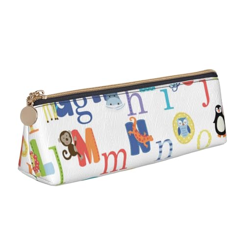 Luckily&Day Bunte Tieralphabetikel, personalisierbar, dreieckig, stilvoll, Leder, Kosmetik-Organizer, kompakte Reißverschlusstasche, Weiß, One Size, Stilvoll von Luckily&Day