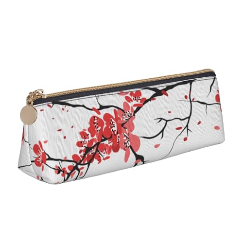 Luckily&Day Delikate dreieckige Tasche mit Kirschblüten-Aufdruck, stilvoller Leder-Kosmetik-Organizer, kompakte Reißverschlusstasche, Weiß, One Size, Stilvoll von Luckily&Day