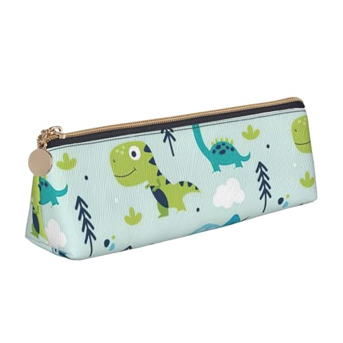 Luckily&Day Dreieckige Tasche mit Dinosaurier-Druck, einzigartiger Leder-Kosmetik-Organizer, kompakte Reißverschlusstasche, weiß, Einheitsgröße, stilvoll, Weiß, One Size, Stilvoll von Luckily&Day