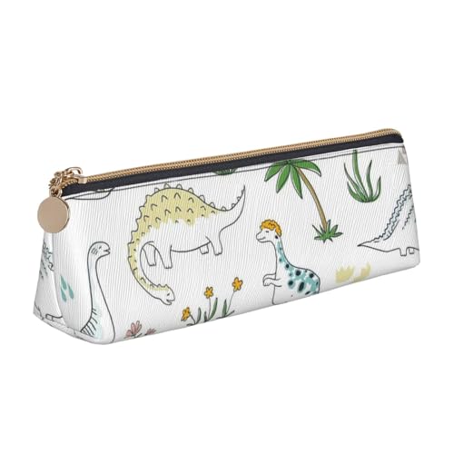 Luckily&Day Dreieckige Tasche mit Dinosaurier-Motiv, stilvoller Leder-Kosmetik-Organizer, kompakte Reißverschlusstasche, Weiß, One Size, Stilvoll von Luckily&Day