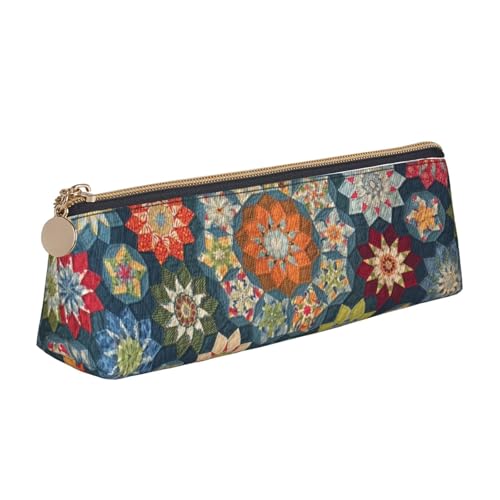 Luckily&Day Dreieckige Tasche mit böhmischem Blumendruck, stilvoller Leder-Kosmetik-Organizer, kompakte Reißverschlusstasche, Weiß, One Size, Stilvoll von Luckily&Day