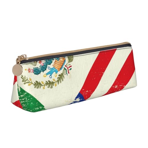 Luckily&Day Dreieckige Tasche mit mexikanischer amerikanischer Flagge, stilvoller Leder-Kosmetik-Organizer, kompakte Reißverschlusstasche, Weiß, One Size, Stilvoll von Luckily&Day