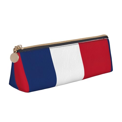 Luckily&Day Dreieckige Tasche mit niederländischer Flagge, stilvoller Leder-Kosmetik-Organizer, kompakte Reißverschlusstasche, Weiß, One Size, Stilvoll von Luckily&Day