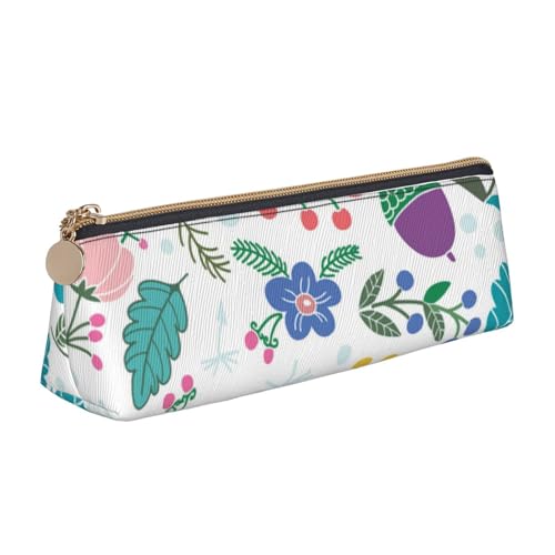 Luckily&Day Farbige dreieckige Tasche aus Leder mit Kritzelei-Blumendruck, stilvoller Kosmetik-Organizer, kompakte Reißverschlusstasche, Weiß, One Size, Stilvoll von Luckily&Day