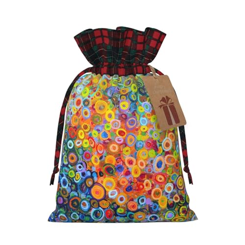 Luckily&Day Farbiger Maldruck, Weihnachts-Kordelzug, Geschenktasche für Party, Festival, lustige, wiederverwendbare Leinentasche, 1 Stück von Luckily&Day