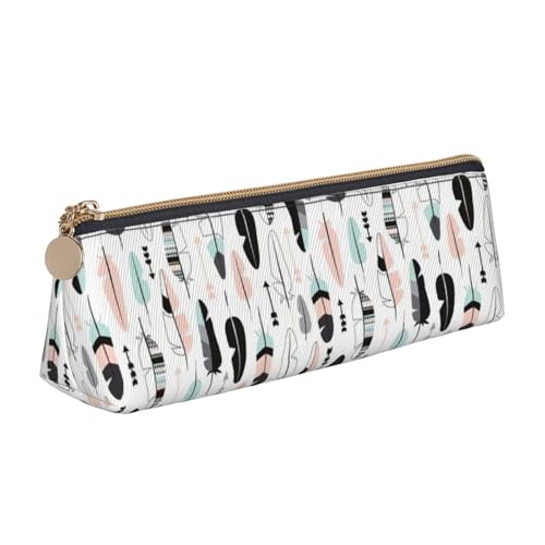 Luckily&Day Feder.Bedruckte dreieckige Tasche, stilvoller Leder-Kosmetik-Organizer, kompakte Reißverschlusstasche, Weiß, One Size, Stilvoll von Luckily&Day