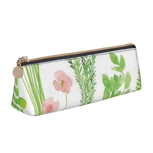 Luckily&Day Frühlings-Kräutergarten-Druck, personalisierbar, dreieckig, stilvoller Leder-Kosmetik-Organizer, kompakte Reißverschlusstasche, Weiß, One Size, Stilvoll von Luckily&Day