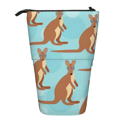 Luckily&Day Funny for Kangaroo Zoo Print Vertical Retractable Pouch Novelty Standing Bag Pop Up Bag Unique Telescopic Pouch for Office Makeup, Schwarz, One Size, Teleskopisch von Luckily&Day