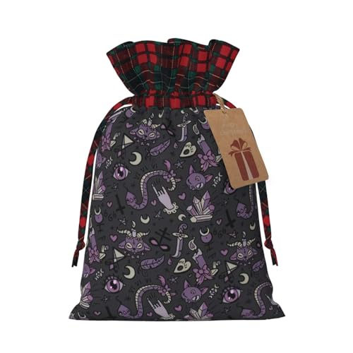 Luckily&Day Geschenktasche mit Kordelzug, für Party, Festival, lustige, wiederverwendbare Leinentasche, 1 Stück, Lila / Schwarz von Luckily&Day