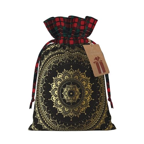 Luckily&Day Geschenktasche mit Kreis-Aufdruck, Weihnachten, Kordelzug, für Party, Festival, lustige, wiederverwendbare Leinentasche, 1 Stück, mittelgroß von Luckily&Day