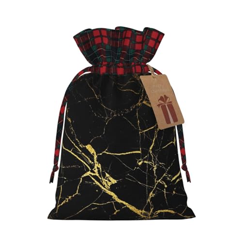 Luckily&Day Geschenktasche mit goldfarbenem und schwarzem Tapetendruck, mit Kordelzug, für Party, Festival, lustige, wiederverwendbare Leinentasche, 1 Stück, Schwarz, Medium von Luckily&Day