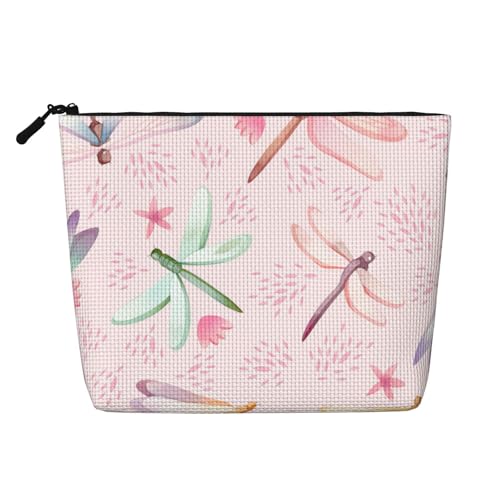 Luckily&Day Handbemalte Kosmetiktasche mit Libellen-Druck, für Damen, Make-up-Tasche, modische Reisetasche mit großem Stauraum, Geschenke für Frauen, Schwarz, Einheitsgröße, Schwarz, One Size von Luckily&Day