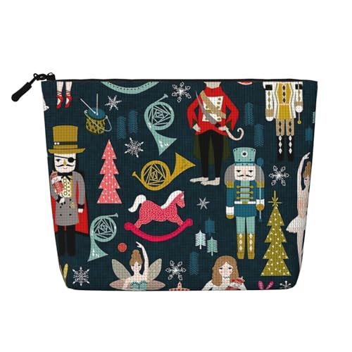 Luckily&Day Kosmetiktasche für Damen, Motiv: Nussknacker, Ballett, Weihnachten, Tanz, Make-up-Tasche, modische Reisetasche mit großem Stauraum, Geschenke für Frauen, Schwarz, Einheitsgröße, Schwarz, von Luckily&Day